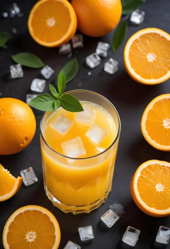 A Glass Of Fresh Orange Juice With Ice Cubes 17 Ce08