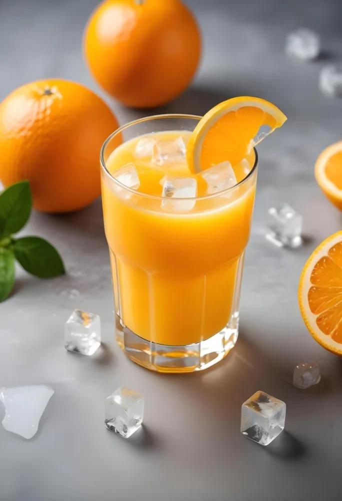 A Glass Of Fresh Orange Juice With Ice Cubes 18 Ef48
