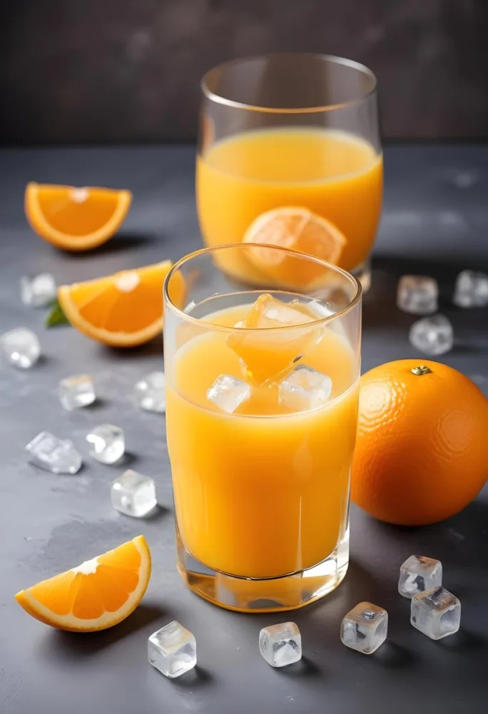 A Glass Of Fresh Orange Juice With Ice Cubes 7 5aa0