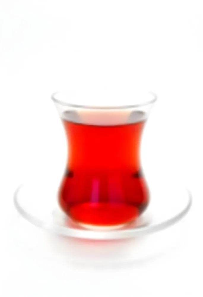 A Glass Of Red Tea On A Glass Saucer White Background 31 Ef2e