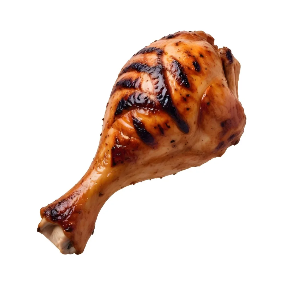 A Grilled Chicken Leg With Grill Marks Golden Brown Skin And Visible Meat Texture Isolated On A Plain White Background 6 Dc6c