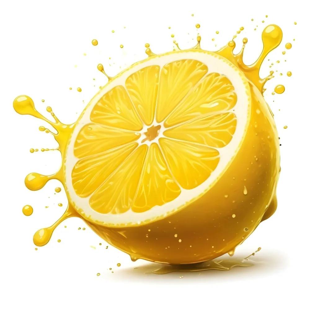 A Half Of A Lemon With Juice Splashing Out Yellow Color Smooth Texture White Background Vibrant Colors Refreshing Juicy And Visually Appealing 58 Fbee