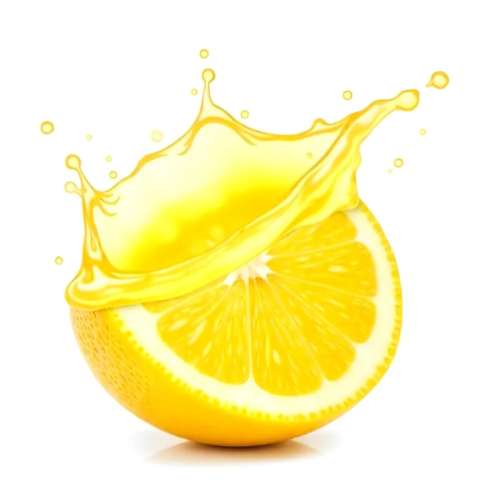 A Half Of A Lemon With Juice Splashing Out Yellow Color Smooth Texture White Background Vibrant Colors Refreshing Juicy And Visually Appealing 7 2f8c
