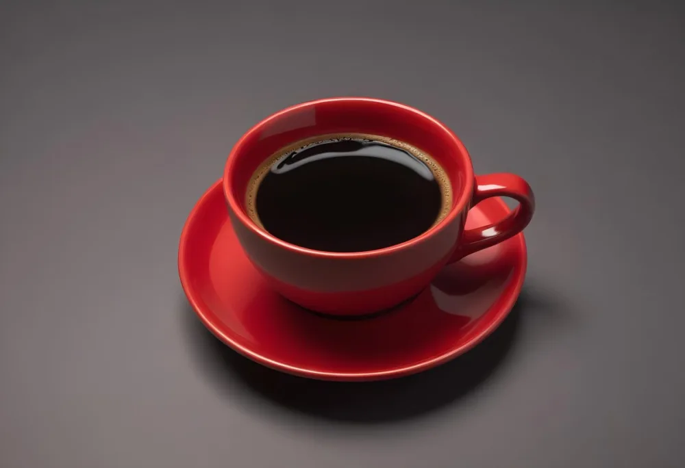 A Red Ceramic Cup Filled