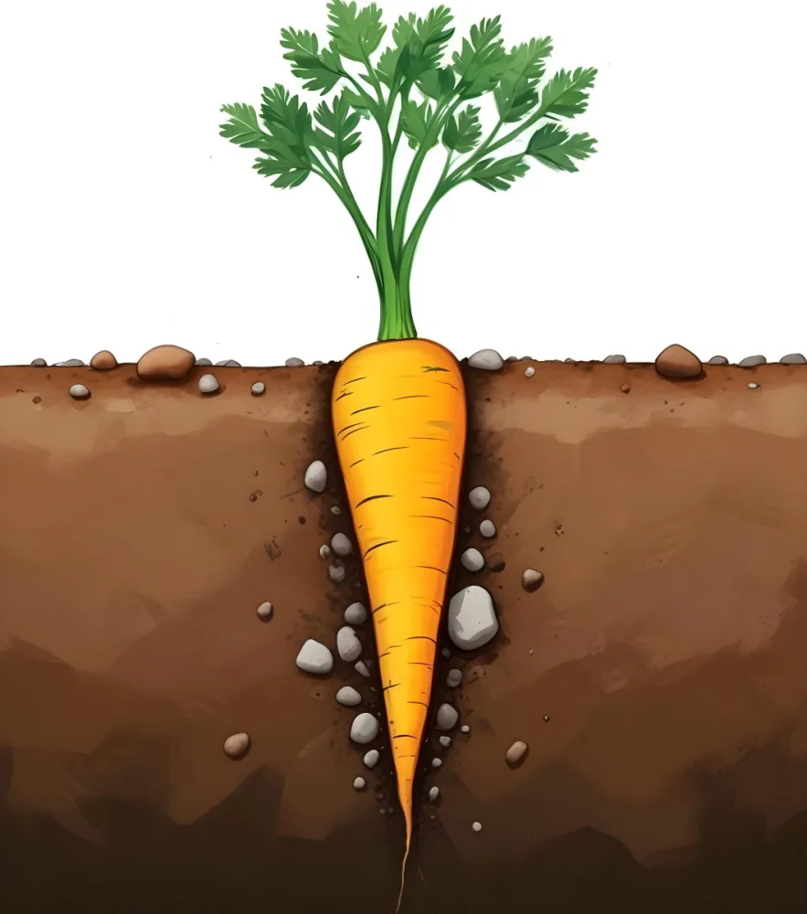 A Single Orange Carrot With Green Leafy Tops Surrounded By Smooth Stones On A Dirt Or Soil Background 5 A543