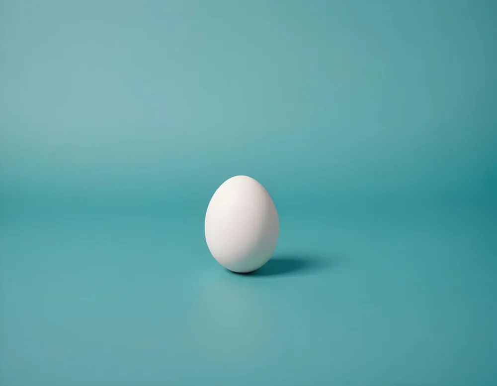 A Single White Egg On A Teal Blue Background 20 82dd