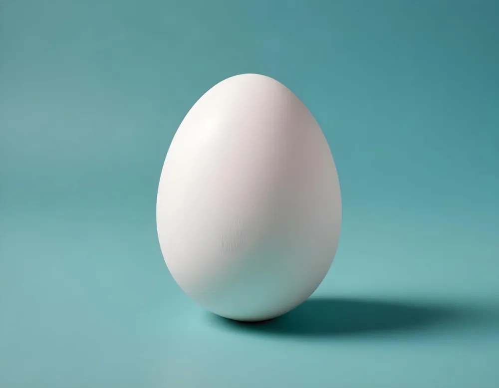 A Single White Egg On A Teal Blue Background 3 6f77