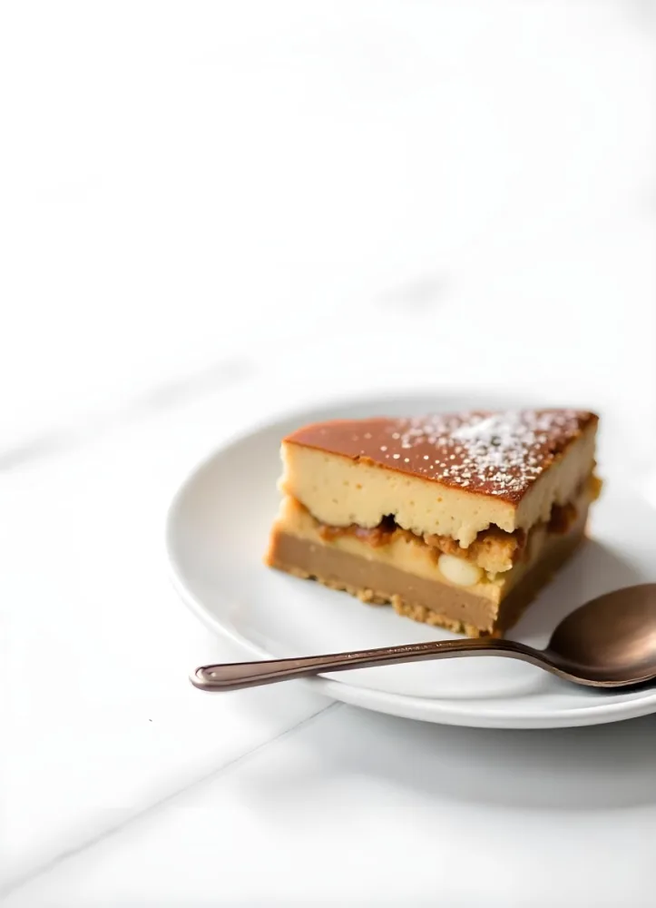 A Slice Of Tiramisu On A White Plate With A Spoon The Background Is A White Table 8 356f