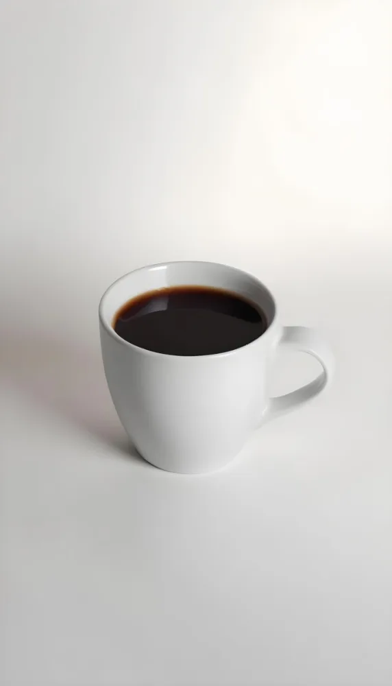 A White Ceramic Mug Filled With Black Coffee Casting A Shadow On A Black Surface Simple And Minimalist Composition Studio Lighting Clean And Modern Aesthetic 15 F992