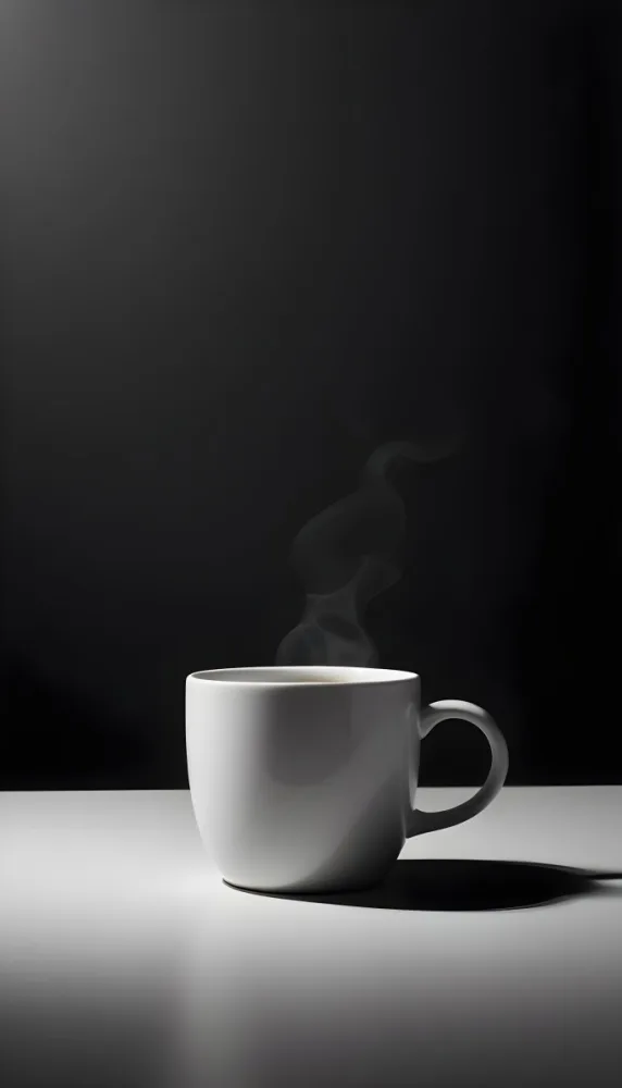 A White Ceramic Mug Filled With Black Coffee Casting A Shadow On A Black Surface Simple And Minimalist Composition Studio Lighting Clean And Modern Aesthetic 3 8219