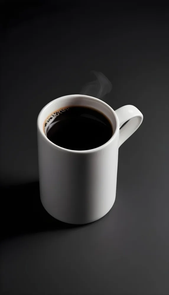 A White Ceramic Mug Filled With Black Coffee Casting A Shadow On A Black Surface Simple And Minimalist Composition Studio Lighting Clean And Modern Aesthetic 6 1944