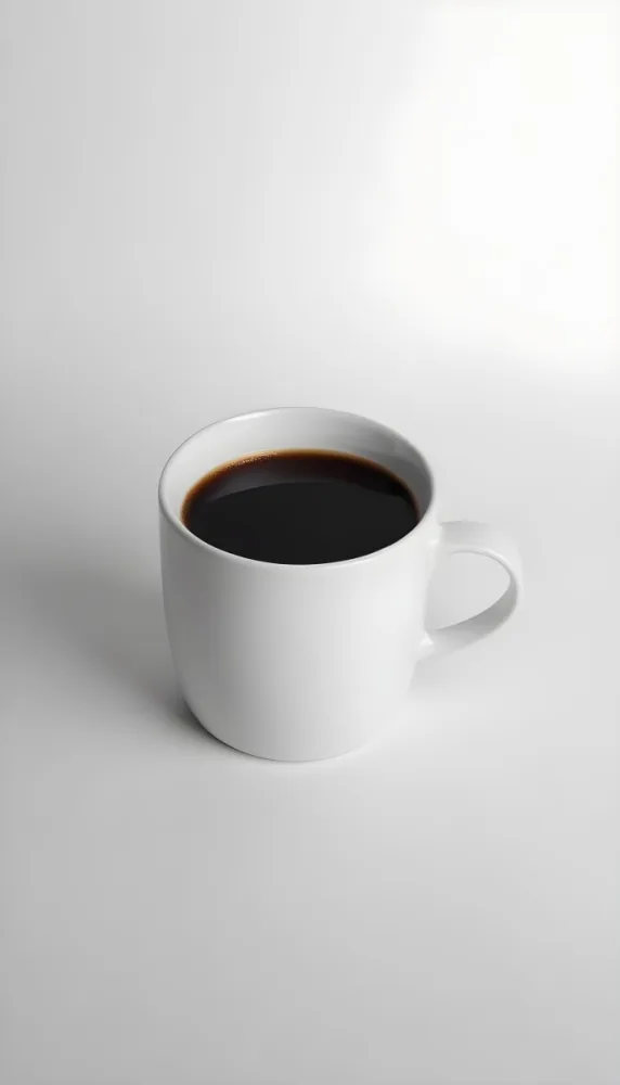 A White Ceramic Mug Filled With Black Coffee Casting A Shadow On A Black Surface Simple And Minimalist Composition Studio Lighting Clean And Modern Aesthetic 9 857b