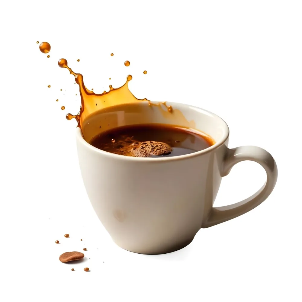 A White Coffee Cup With A Splash Of Coffee On A White Background 21 585a