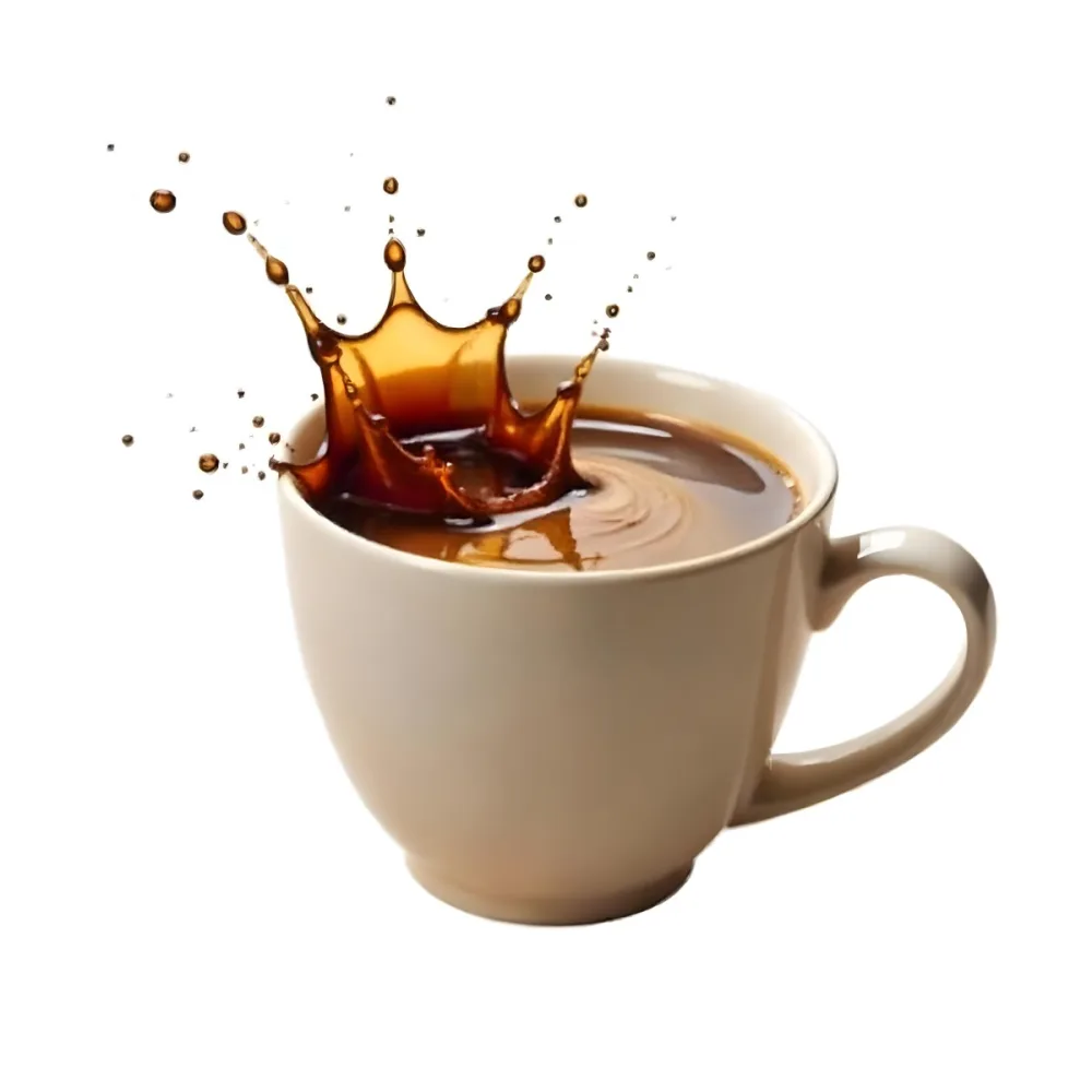 A White Coffee Cup With A Splash Of Coffee On A White Background 38 6f34