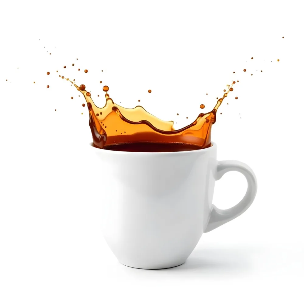 A White Coffee Cup With A Splash Of Coffee On A White Background 52 20b9