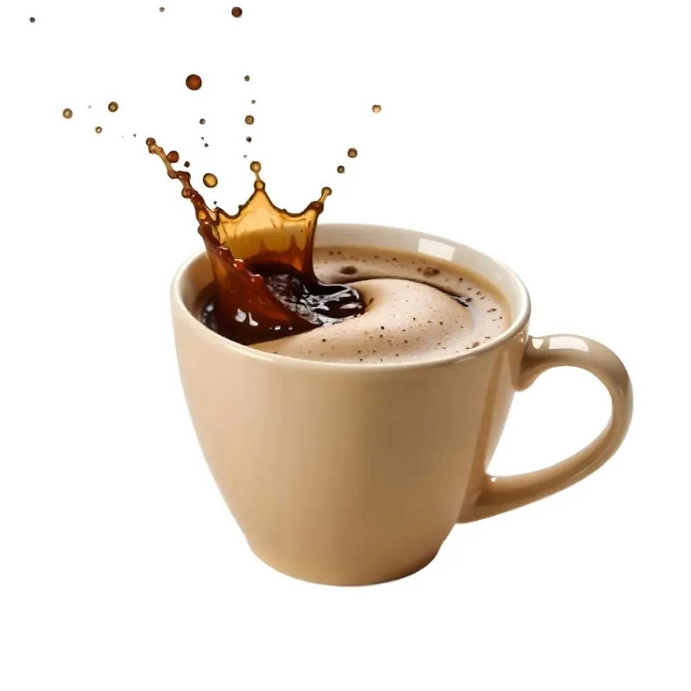 A White Coffee Cup With A Splash Of Coffee On A White Background 64 4419