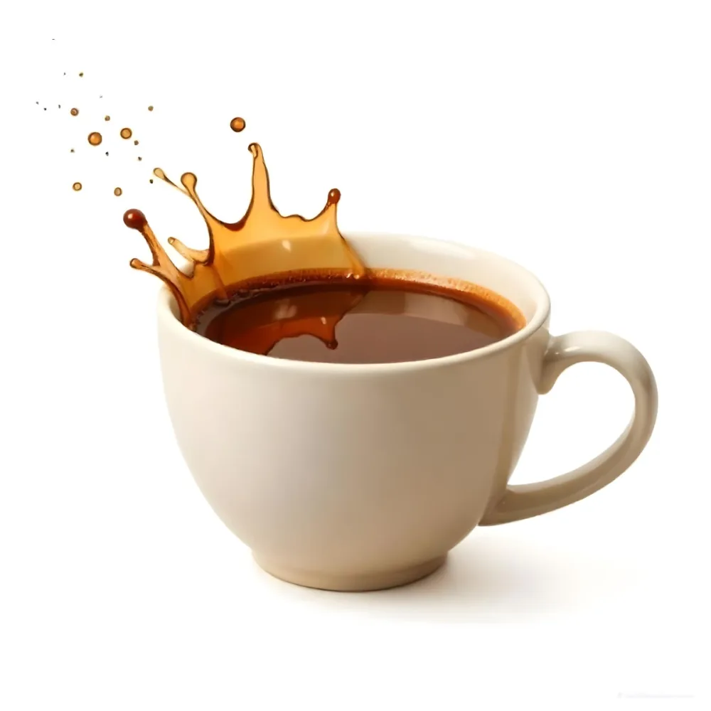 A White Coffee Cup With A Splash Of Coffee On A White Background 67 0883