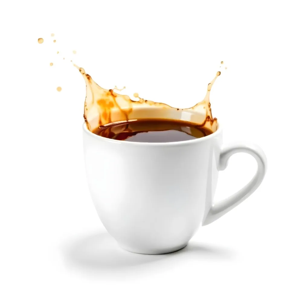 A White Coffee Cup With A Splash Of Coffee On A White Background 7 2fda
