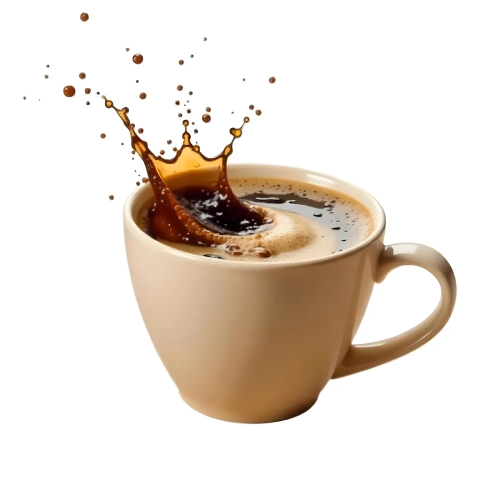 A White Coffee Cup With A Splash Of Coffee On A White Background 72 2bac