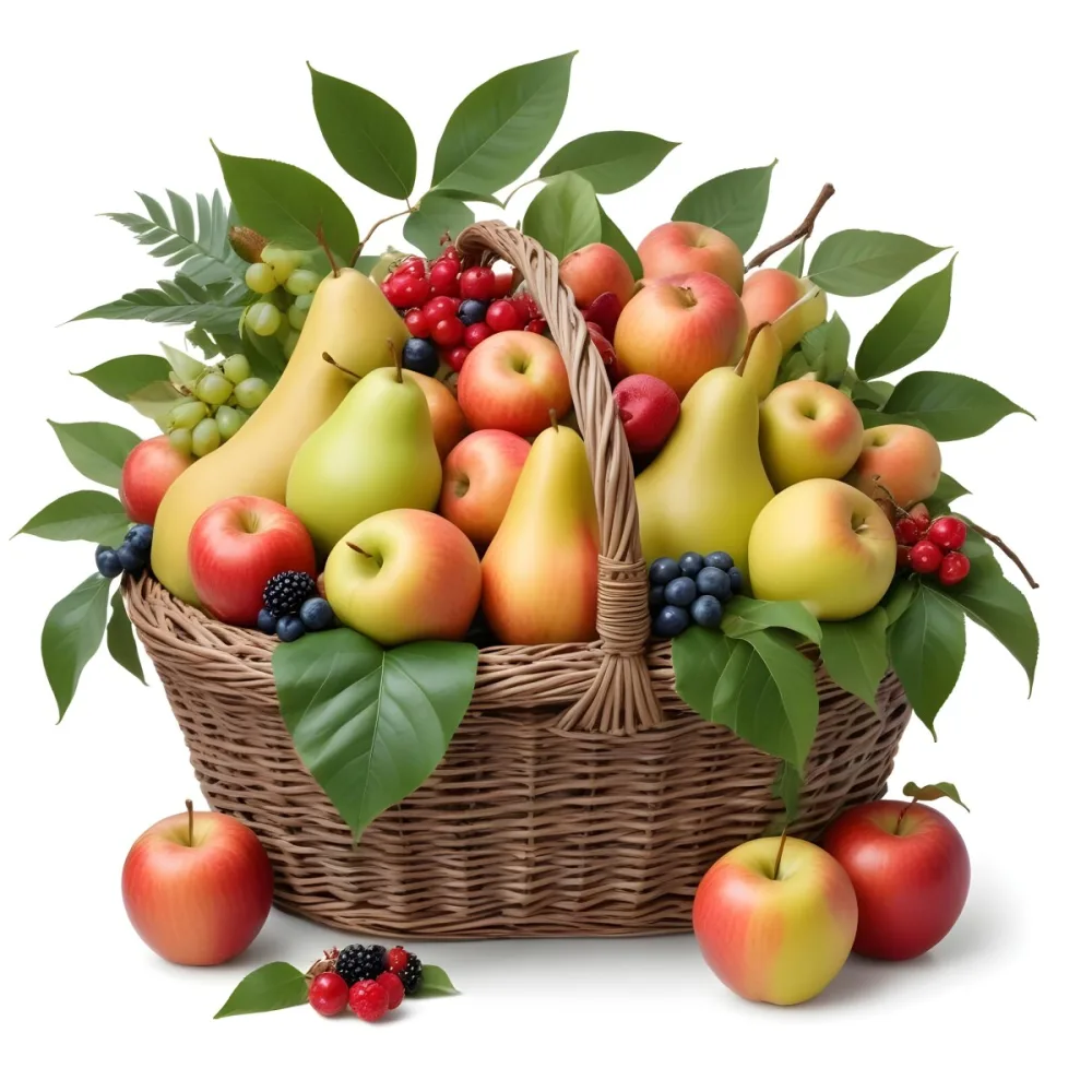 A Wicker Basket Filled With Various Ripe Fruits In 4 A810