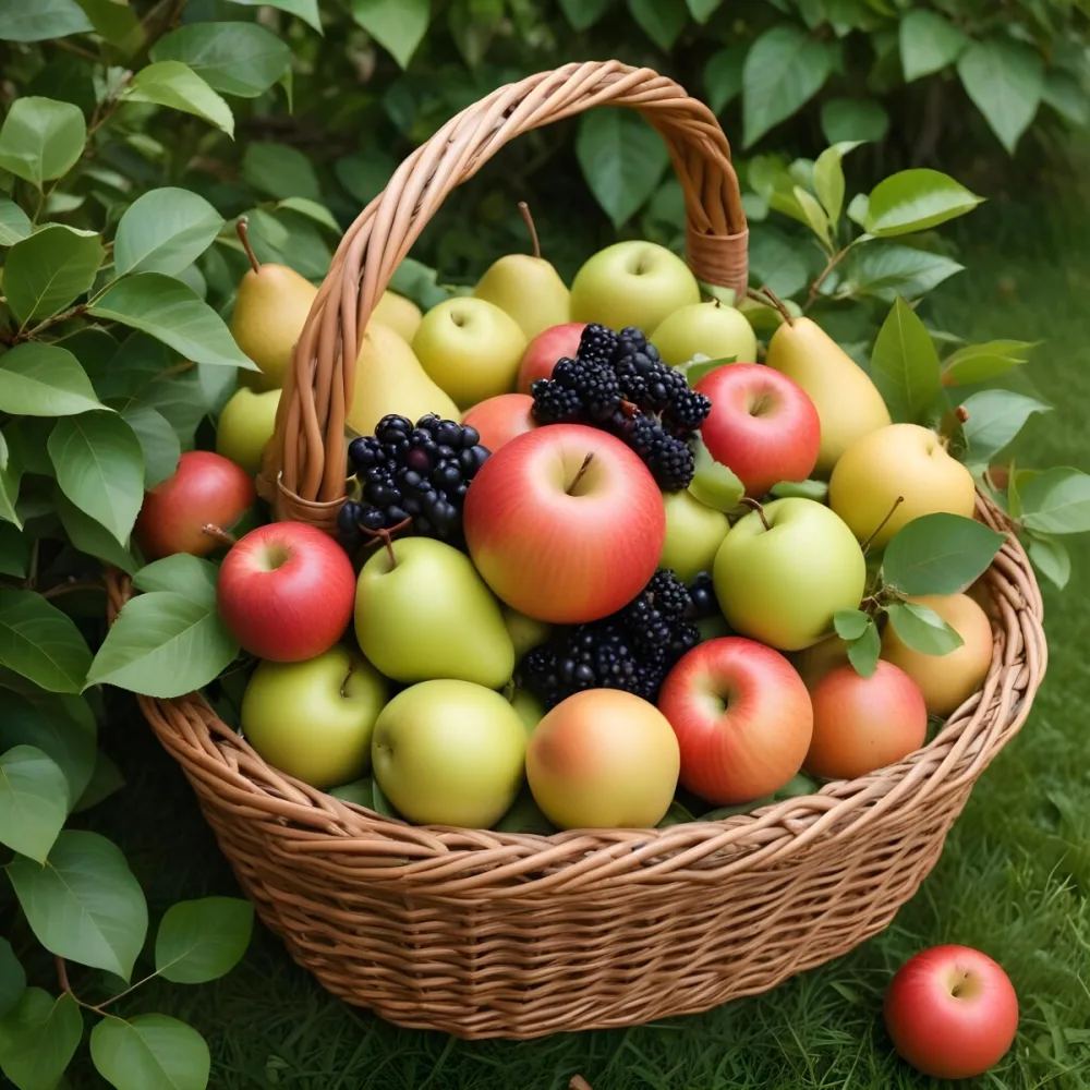 A Wicker Basket Filled With Various Ripe Fruits In 5 D2c4