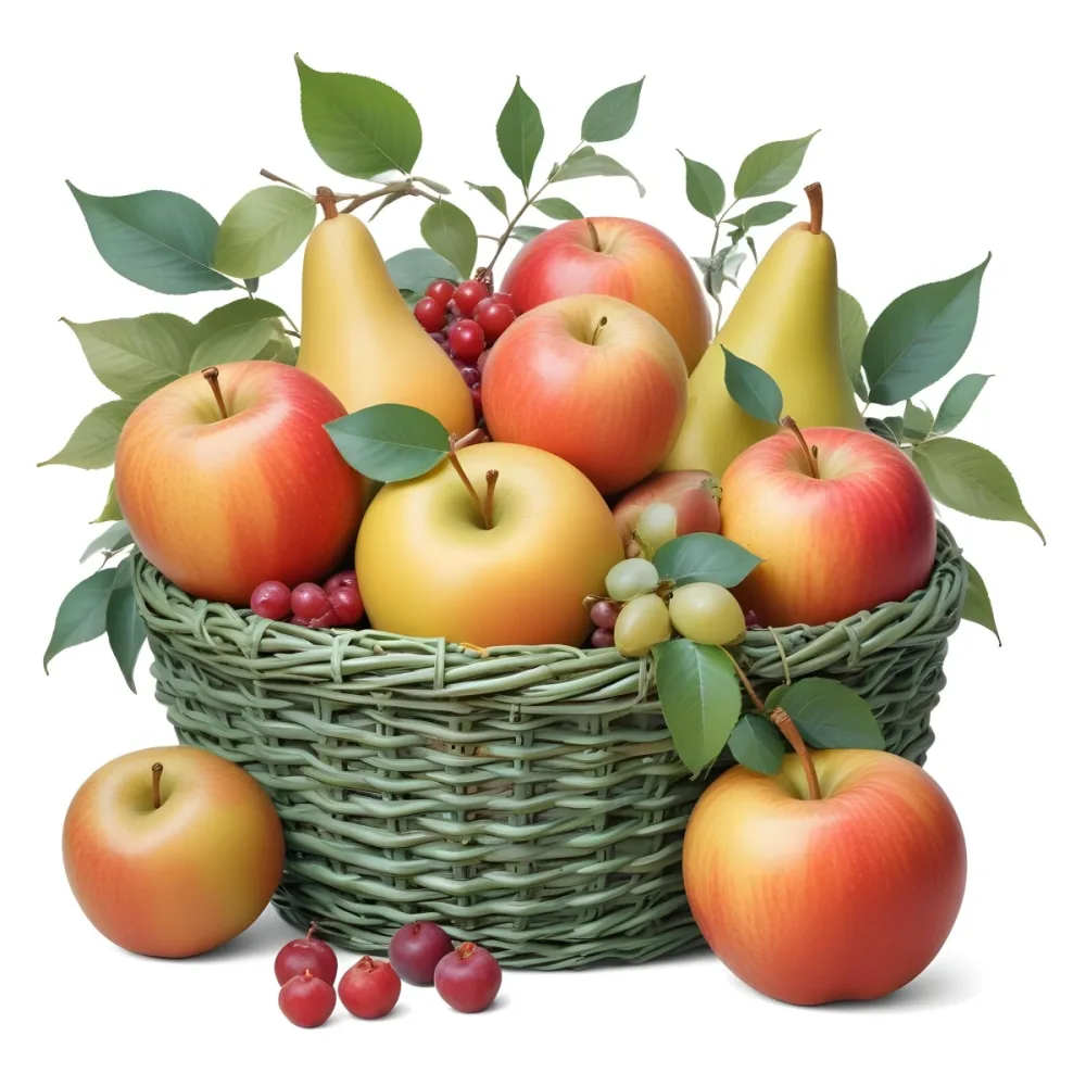 A Wicker Basket Filled With Various Ripe Fruits In 6 99e5