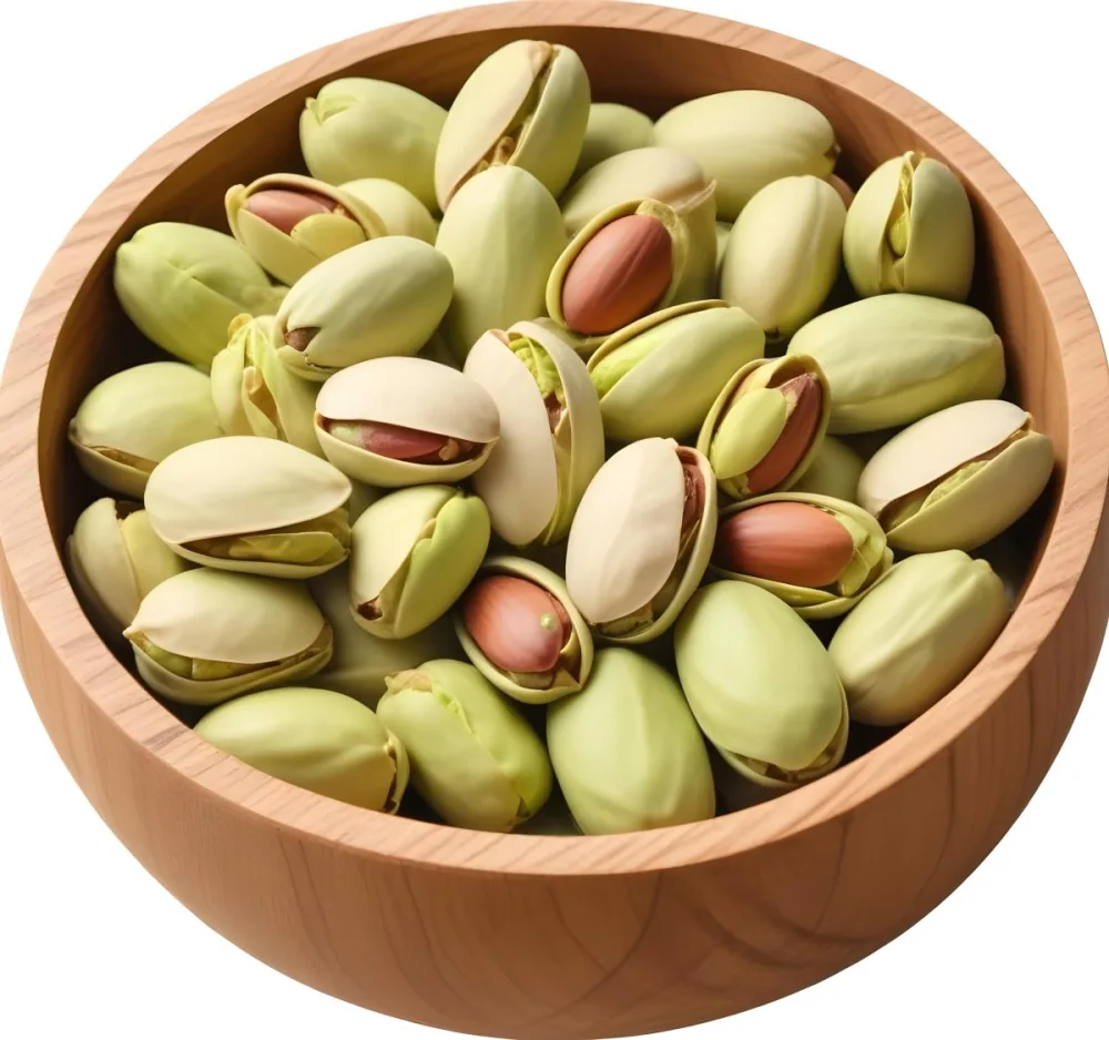 A Wooden Bowl Filled With Shelled Green Pistachios 4 325f