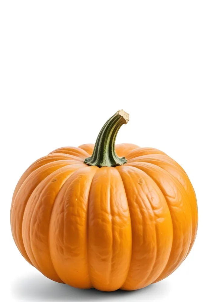 An Orange Pumpkin With A Thick Stem The Pumpkin Has A Rough Texture Isolated On A White Background 8 E1f4