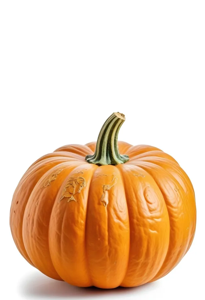 An Orange Pumpkin With A Thick Stem The Pumpkin Has A Rough Texture Isolated On A White Background 9 367d
