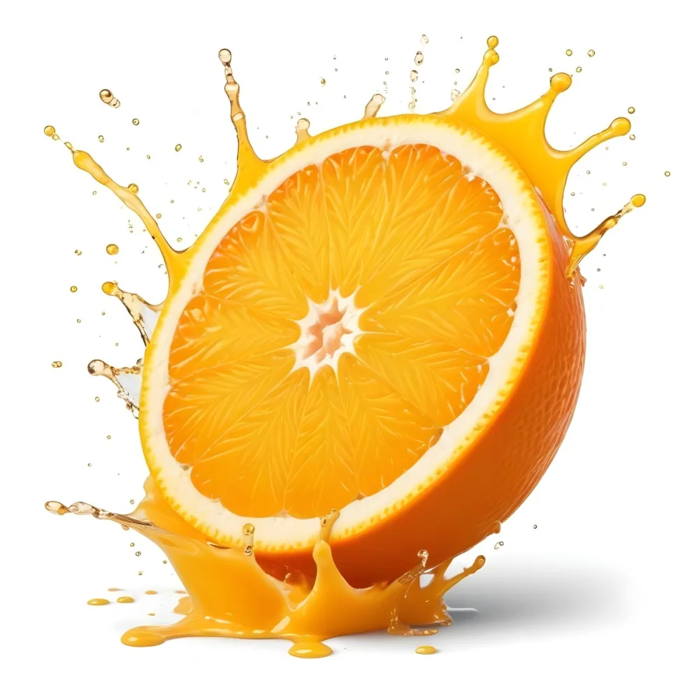 An Orange Slice With Juice Splashing Around It In A Bright Kitchen 10 92ed