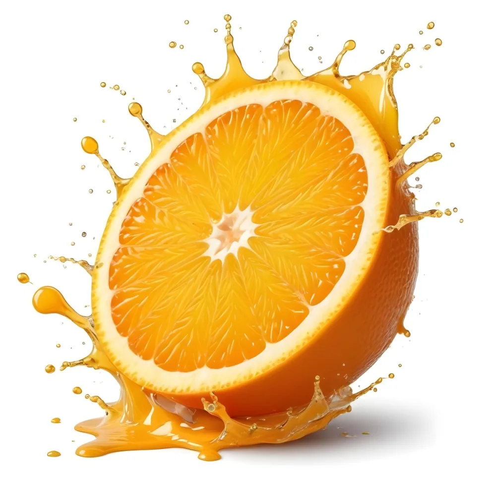 An Orange Slice With Juice Splashing Around It In A Bright Kitchen 16 Eb1d