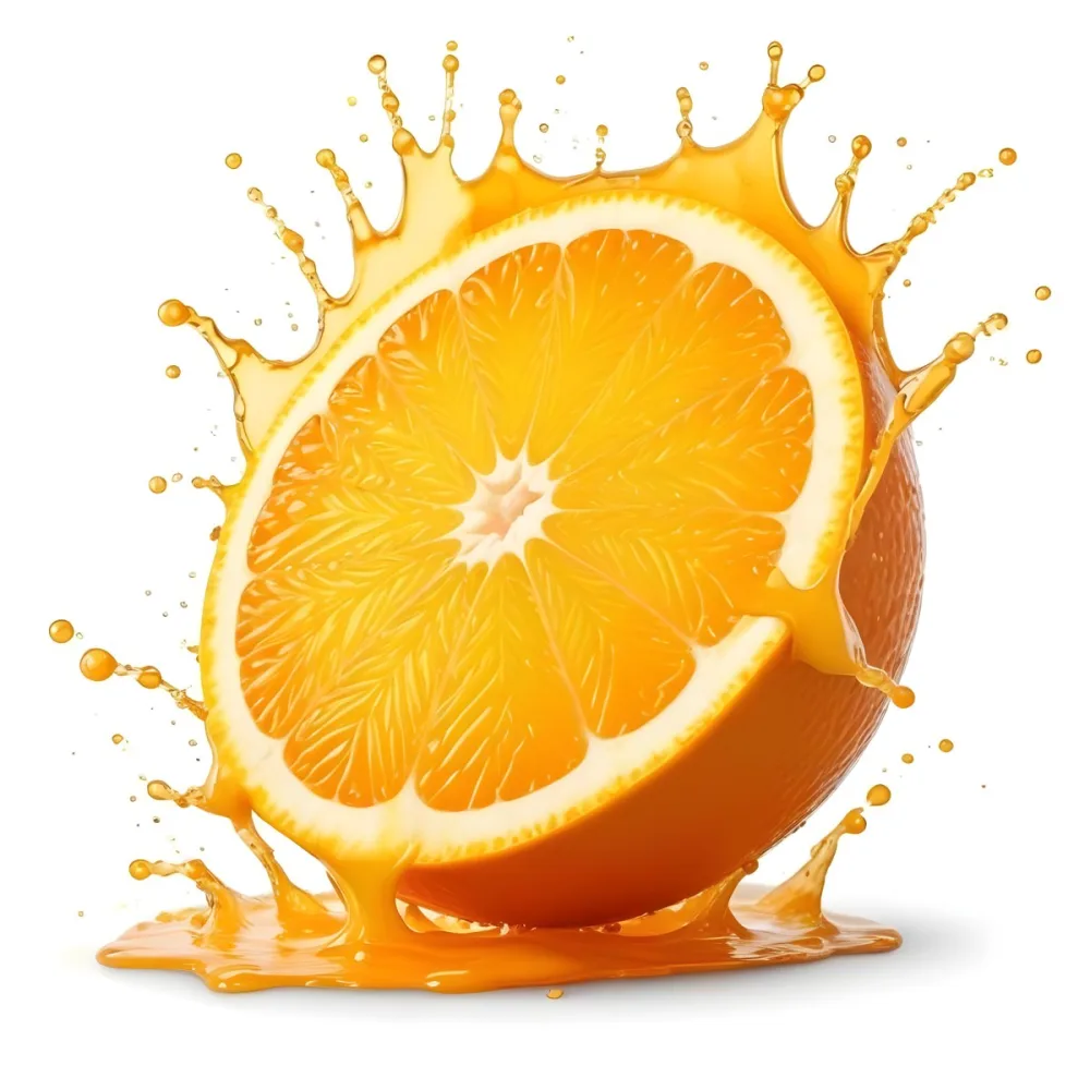 An Orange Slice With Juice Splashing Around It In A Bright Kitchen 23 1f9c