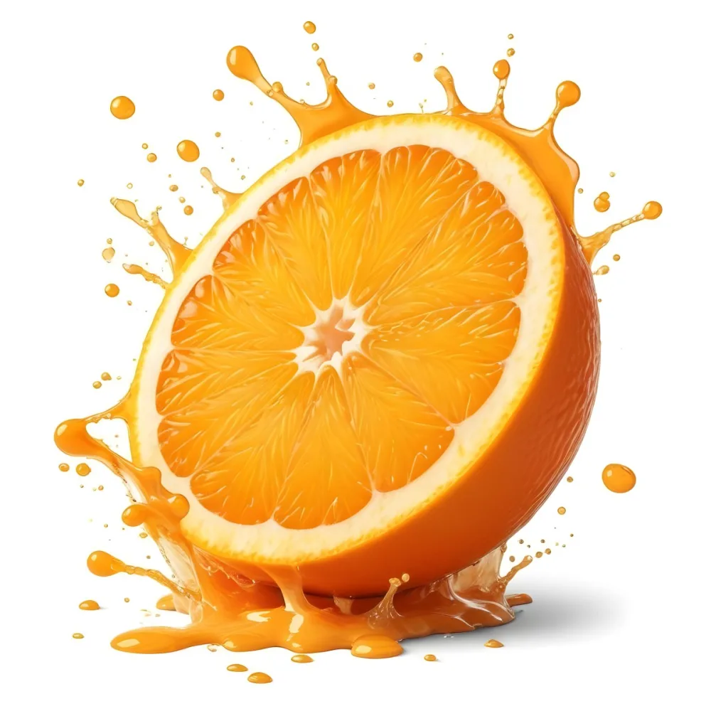 An Orange Slice With Juice Splashing Around It In A Bright Kitchen 41 37fd