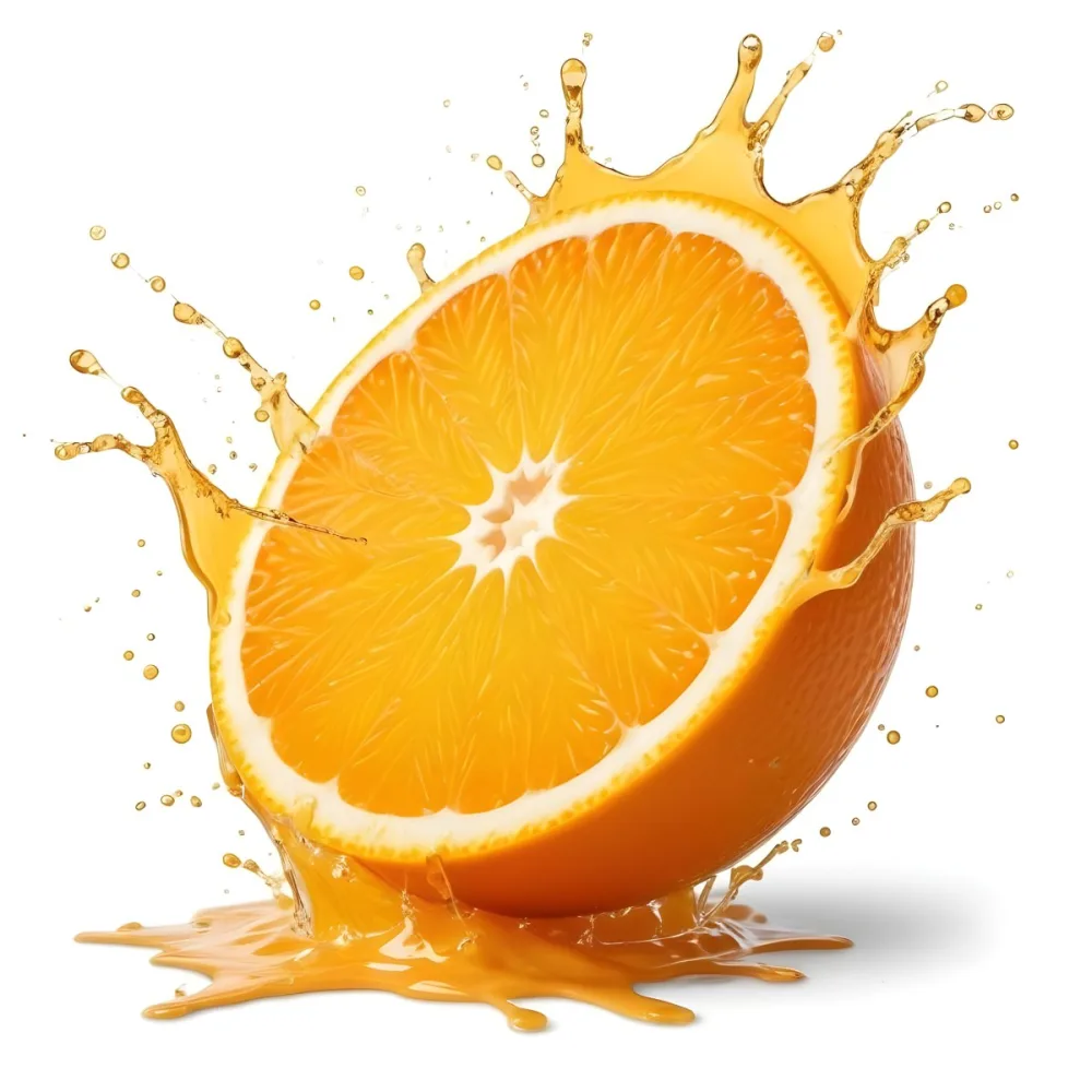An Orange Slice With Juice Splashing Around It In A Bright Kitchen 6 4f85