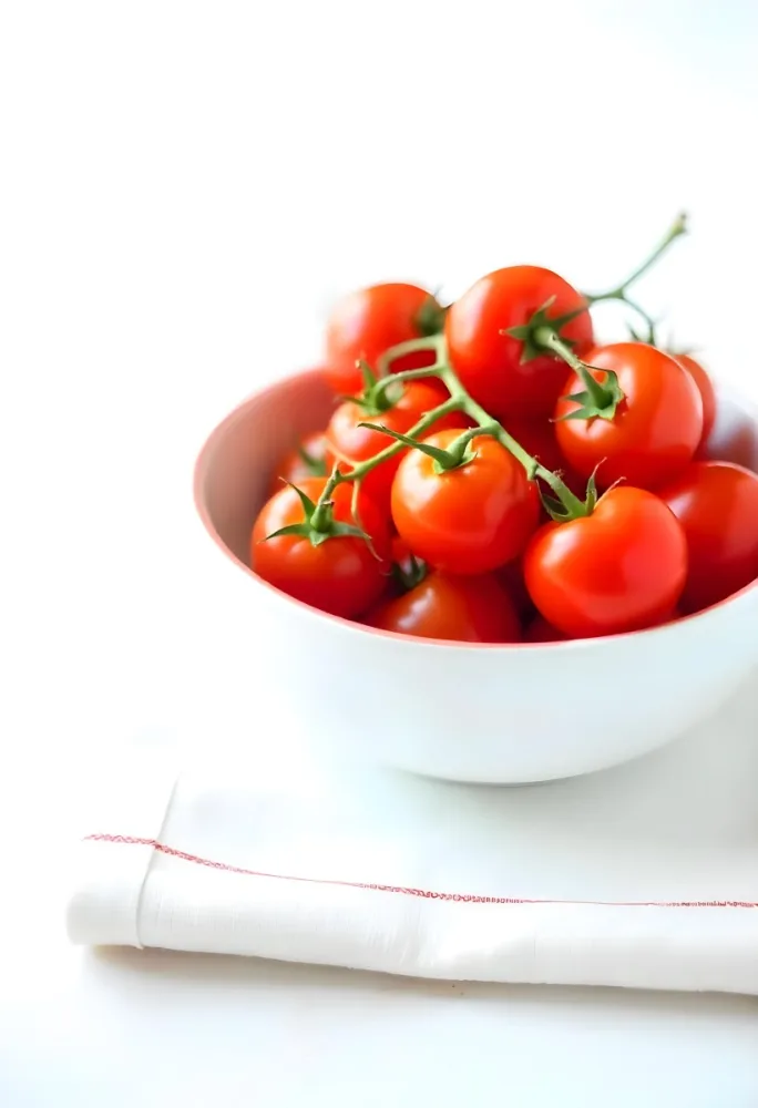 Cherry Tomatoes In A Red Bowl The Tomatoes Are Red And Ripe The Background Is Red And Out Of Focus 13 A63e