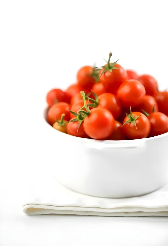 Cherry Tomatoes In A Red Bowl The Tomatoes Are Red And Ripe The Background Is Red And Out Of Focus 14 Ec57