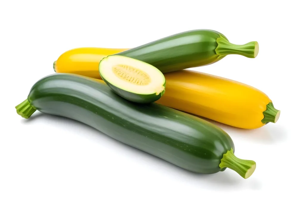 Green And Yellow Zucchini Squash On A White Background 5 Eac1