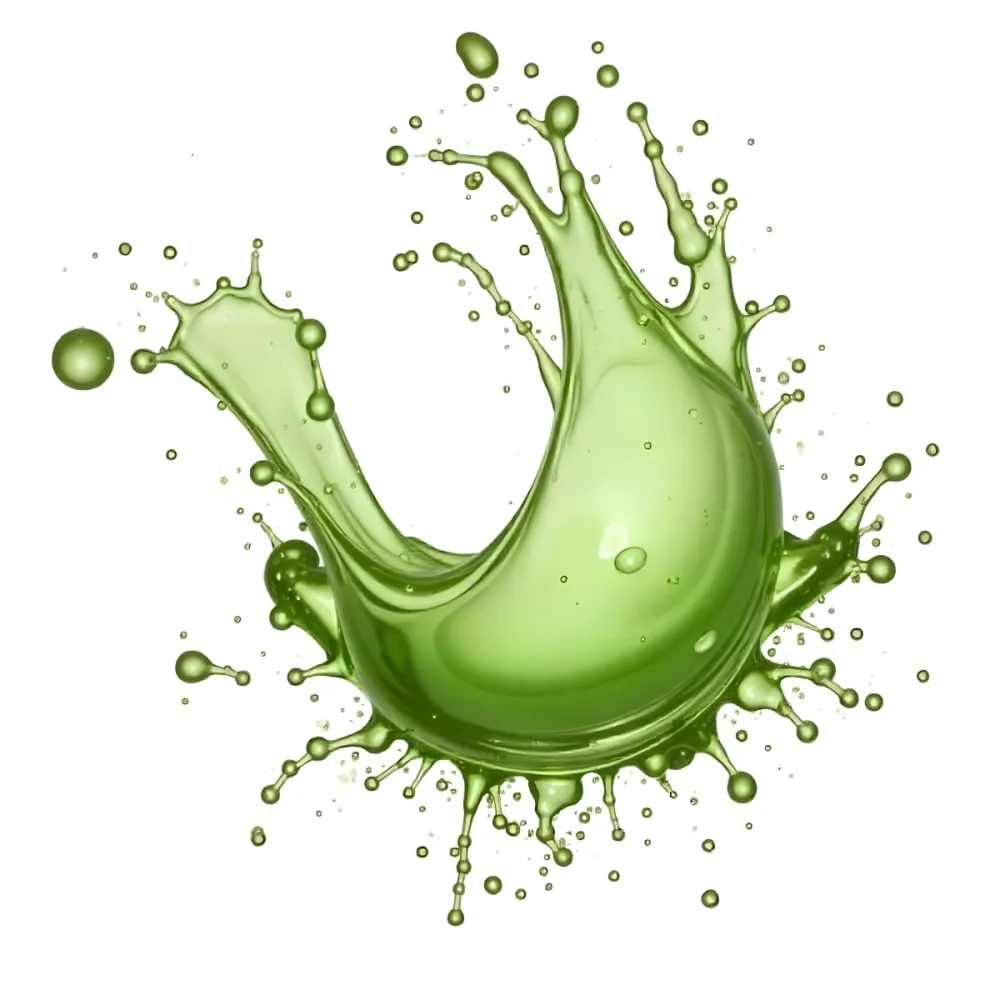 Green Liquid Splash With Droplets In The Air Dynamic Movement Vibrant Color Clean And Isolated Composition Studio Shot White Background 55 D641