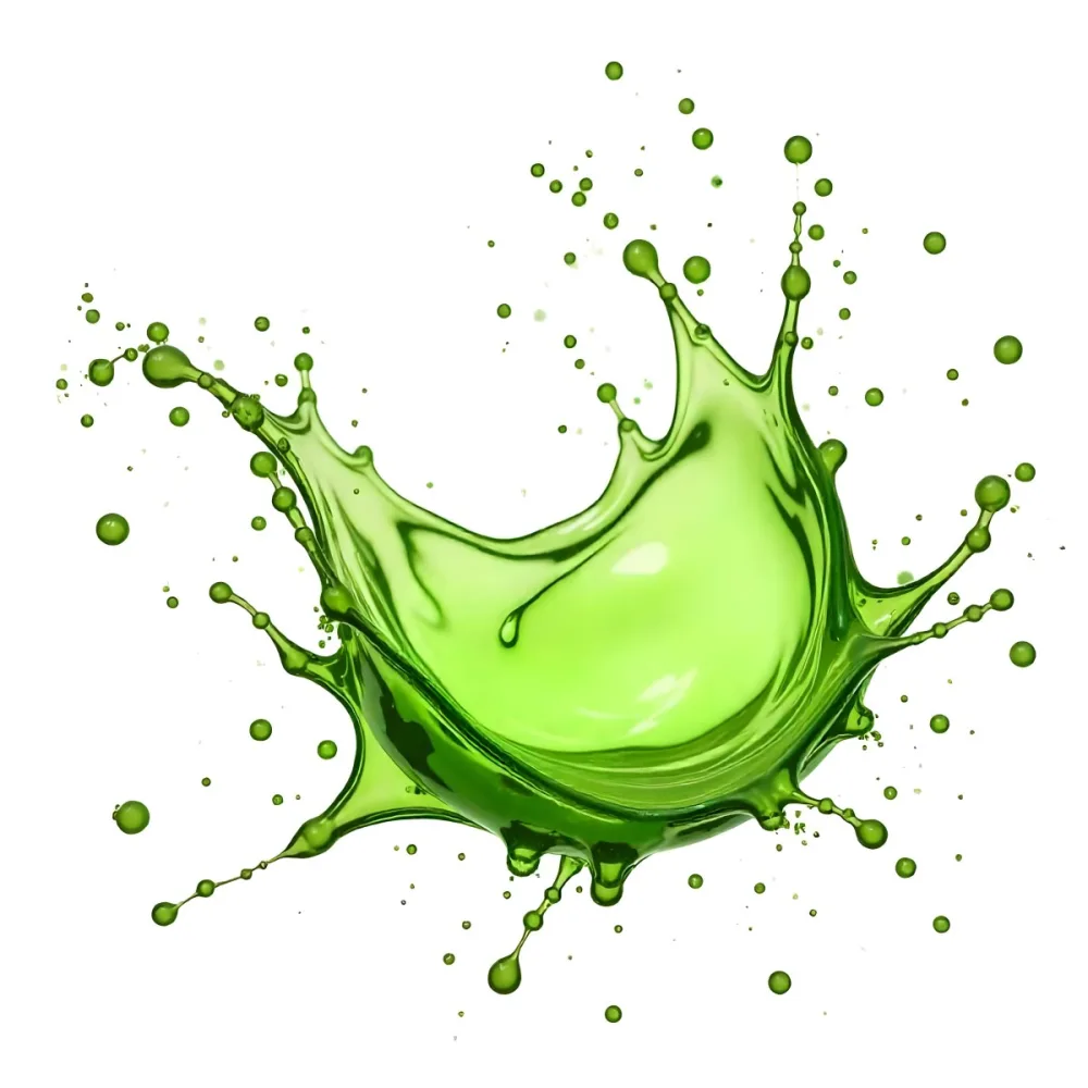 Green Liquid Splash With Droplets In The Air Dynamic Movement Vibrant Color Clean And Isolated Composition Studio Shot White Background 71 D06b