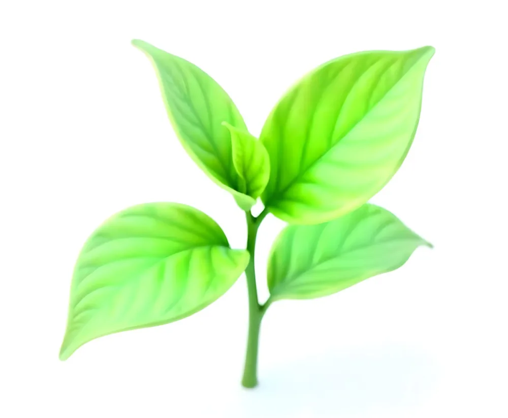 Green Tea Leaves With A Stem Isolated On A White Background Showcasing The Vibrant Color And Texture Of The Plant 20 4e55