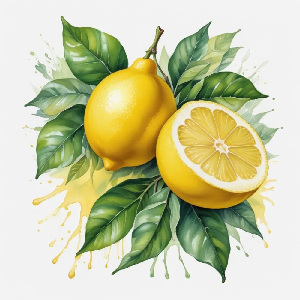 Lemons With Green Leaves A Whole Lemon And A Half Lemon On A White Background 96 A5cf