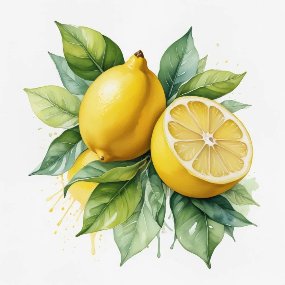 Lemons With Green Leaves A Whole Lemon And A Half Lemon On A White Background 97 Af89