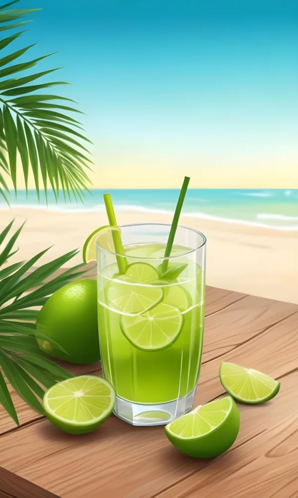 Oil Painting Green Palm Leaves Fresh Limes And A G 13 07cd