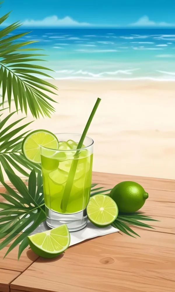 Oil Painting Green Palm Leaves Fresh Limes And A G 19 762b
