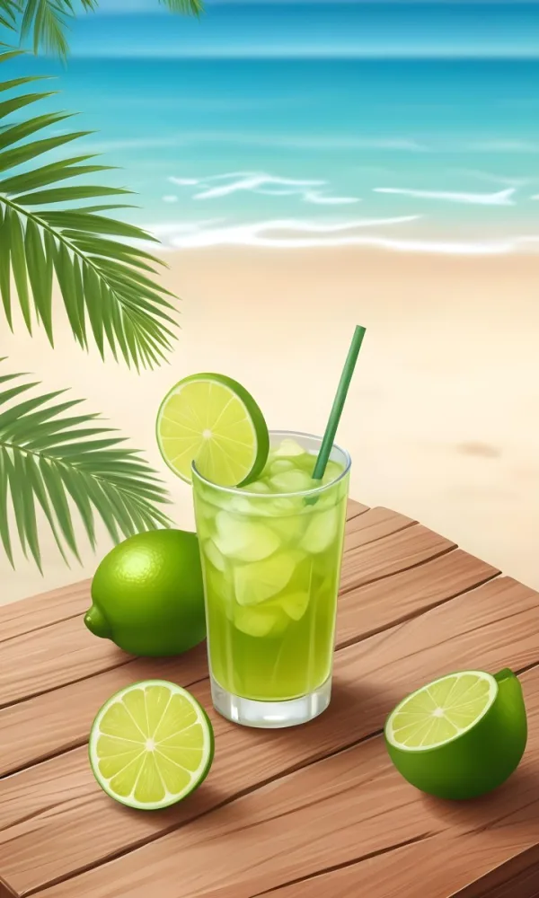 Oil Painting Green Palm Leaves Fresh Limes And A G 22 840b