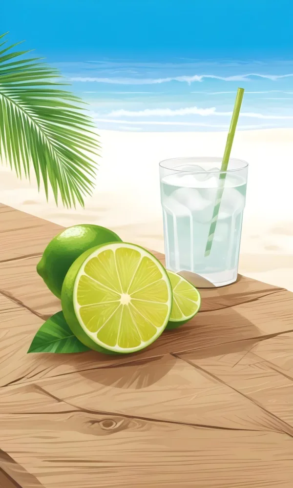 Oil Painting Green Palm Leaves Fresh Limes And A G 29 Bf19
