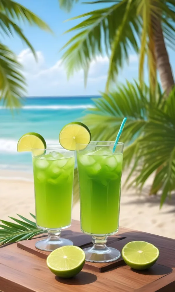Oil Painting Green Palm Leaves Fresh Limes And A G 34 93a3