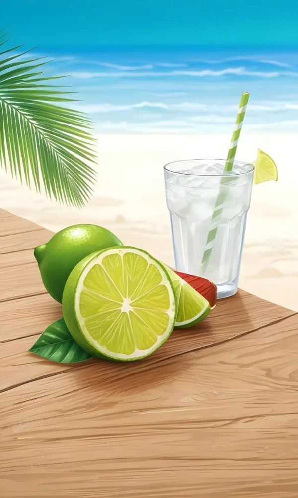 Oil Painting Green Palm Leaves Fresh Limes And A G 38 53a4