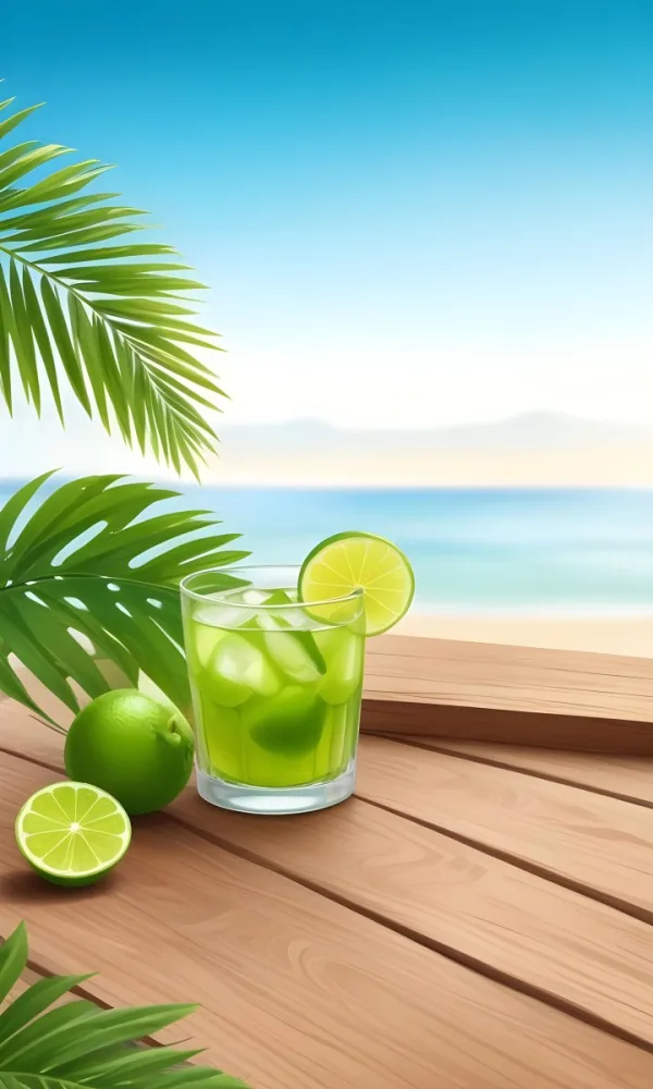 Oil Painting Green Palm Leaves Fresh Limes And A G 6 7a77