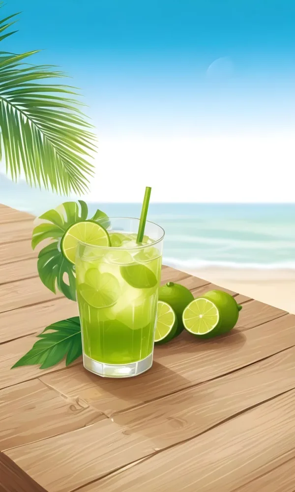 Oil Painting Green Palm Leaves Fresh Limes And A G 7 61ca